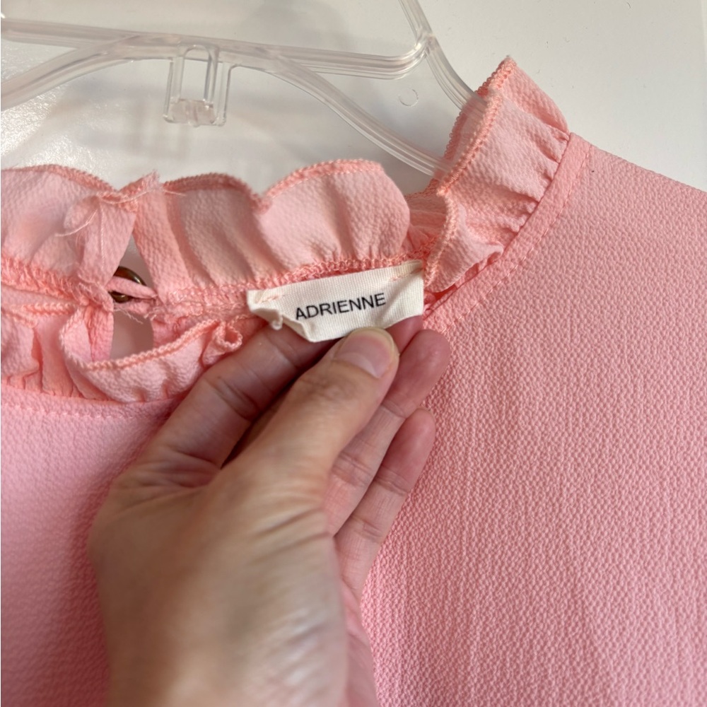 BN6 Adrienne Vittadini Ethereal Ruffle Blouse Blush‎ Pink Dainty Feminine Large - Picture 6 of 7